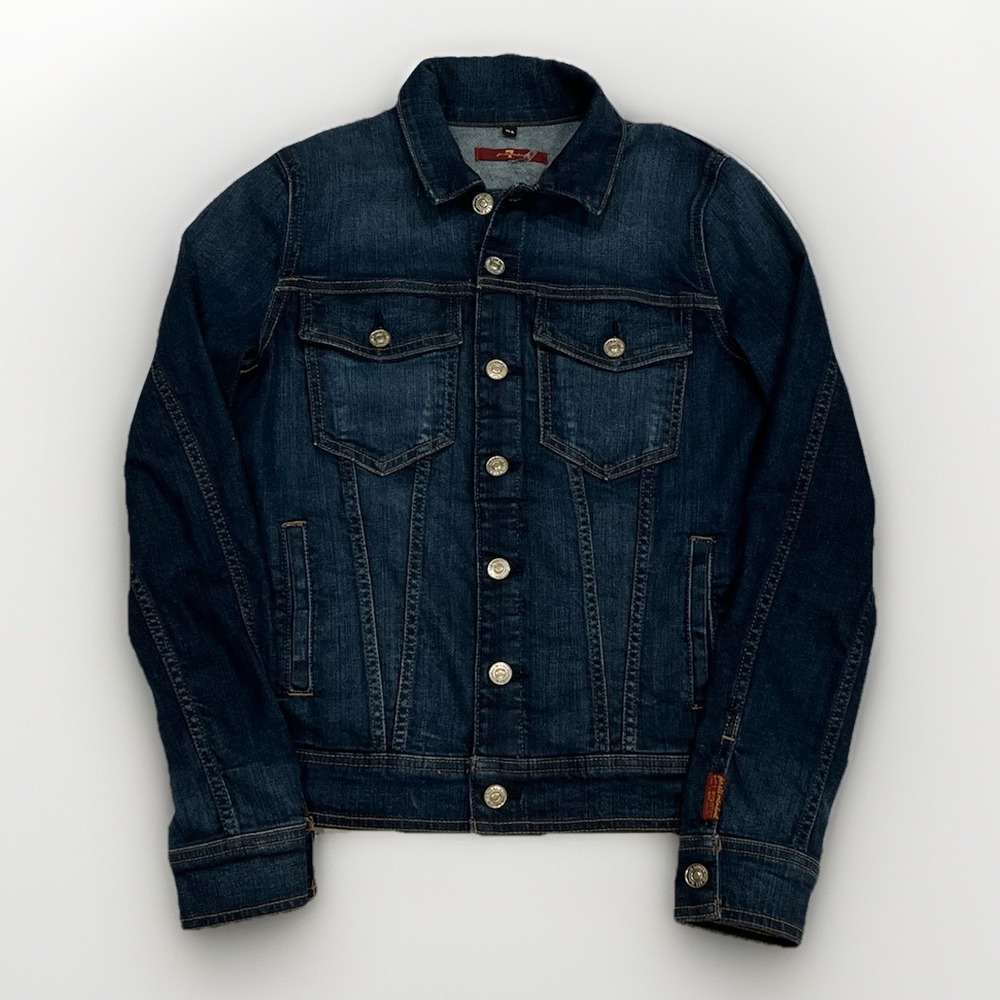 7 FOR ALL MANKIND Classic‎ Denim Jacket Eden Port Dark Blue Women's Size XS